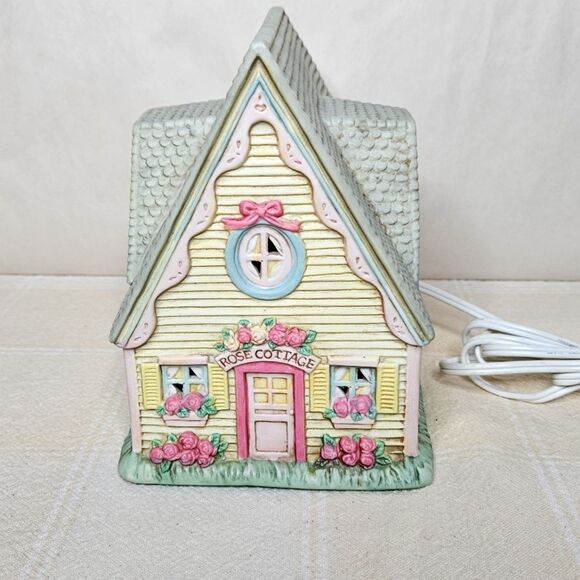 Midwest of Cannon Falls Cottontail Lane Light Up Ceramic Rose Cottage - Picture 2 of 9